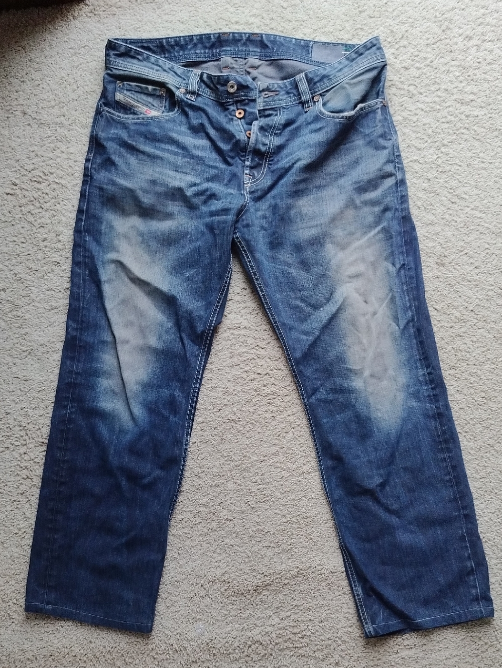 Diesel Men's Faded Blue Relaxed Jeans